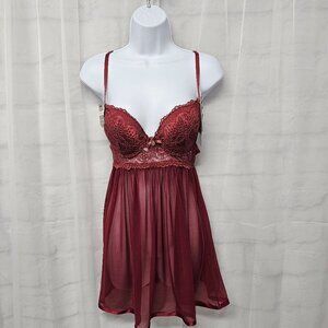 Daisy Fuentes Babydoll Y2K Tank Burgundy Goth Whimsigoth Fairy Mesh M NWT